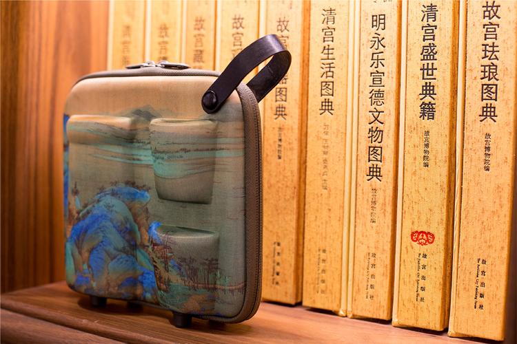 北京故宫文化,千里江山图,原创设计产品,旅行套装,便携旅行茶具